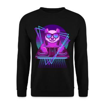 Vaporwave Panda DJ Pult Panda - Unisex Pullover - Schwarz - Vorne - Alina (178cm) & Michal (187cm)
