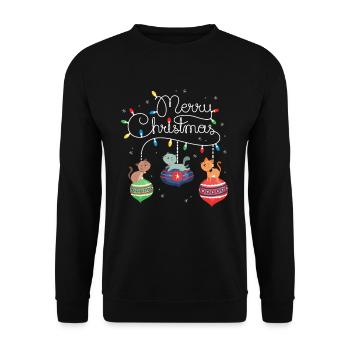 Merry Christmas Cute cat with Christmas decoration - Unisex Sweatshirt - black - Front - Alina (178cm) & Michal (187cm)