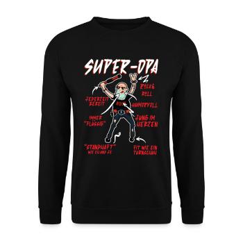 Anatomie eines Super Opa Großvater Opi - Unisex Pullover - Schwarz - Vorne - Alina (178cm) & Michal (187cm)