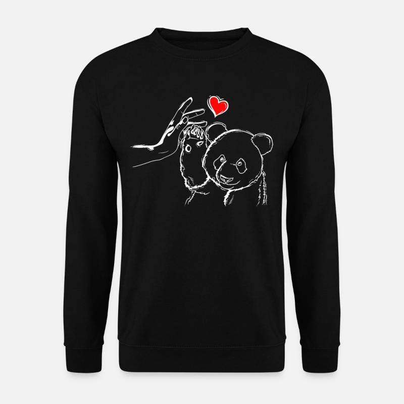 Panda Liebe Panda High Five - Unisex Pullover - Schwarz