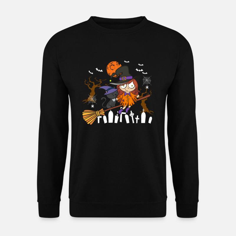 Verrückte schwarze Katzenhexe - Unisex Pullover - Schwarz