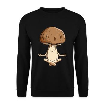 Namaste Mushroom Méditation Yoga Poses Champignon - Sweat-shirt Unisexe - noir - Devant - Alina (178cm) & Michal (187cm)