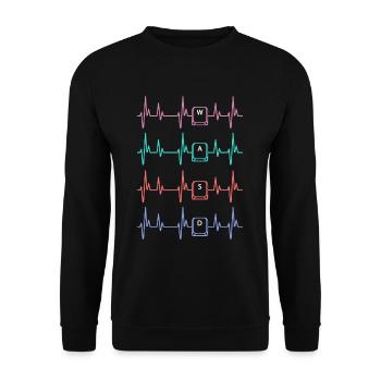 Gaming Heartbeat Keyboard Control wasd - Unisex Sweatshirt - black - Front - Alina (178cm) & Michal (187cm)