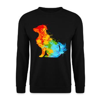 Hund Splash Art Hunde Tierliebhaber - Unisex Pullover - Schwarz - Vorne - Alina (178cm) & Michal (187cm)
