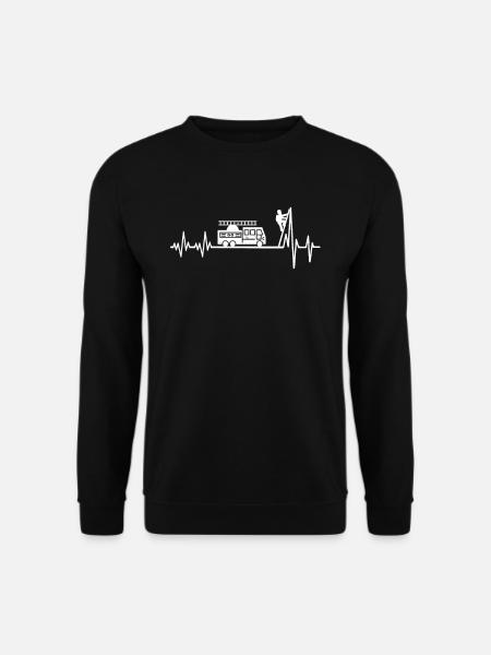 Firefighter EKG Pulse Heartbeat Firefighting - Unisex Pullover - Schwarz