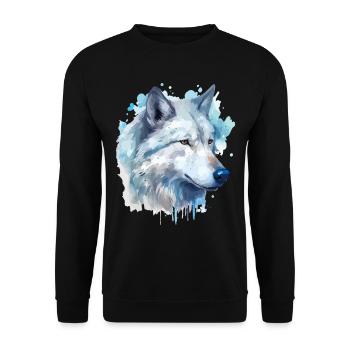 Loup Tête de loup Animal Nature Nature Nature Aquarelle Art - Sweat-shirt Unisexe - noir - Devant - Alina (178cm) & Michal (187cm)