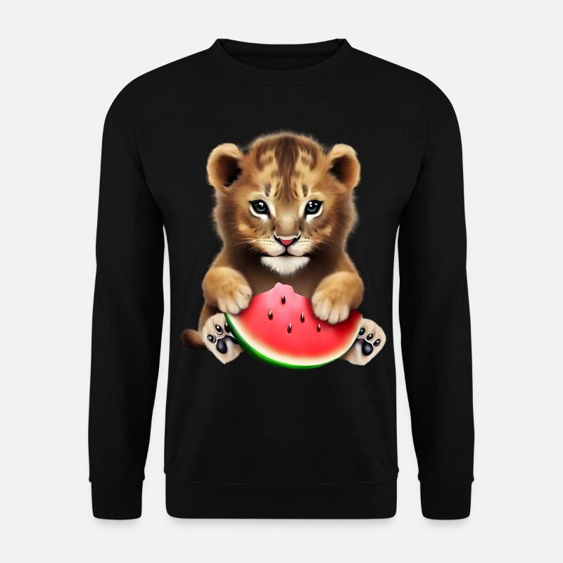 Baby lion eats watermelon - Unisex Sweatshirt - black
