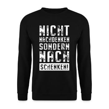 Nicht Nachdenken Sondern Nachschenken Bier Alk JGA - Unisex Pullover - Schwarz - Vorne - Alina (178cm) & Michal (187cm)