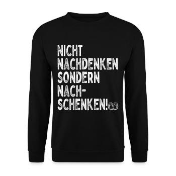 Nicht Nachdenken Sondern Nachschenken Bier Alk JGA - Unisex Pullover - Schwarz - Vorne - Alina (178cm) & Michal (187cm)