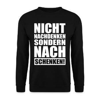 Nicht Nachdenken Sondern Nachschenken Bier Alk JGA - Unisex Pullover - Schwarz - Vorne - Alina (178cm) & Michal (187cm)