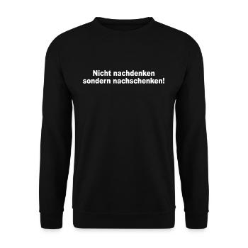 Nicht Nachdenken Sondern Nachschenken Bier Alk JGA - Unisex Pullover - Schwarz - Vorne - Alina (178cm) & Michal (187cm)