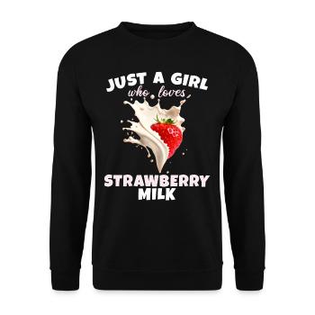 Erdbeermilch Girl Loves Rosa Milchshake - Unisex Pullover - Schwarz - Vorne - Alina (178cm) & Michal (187cm)