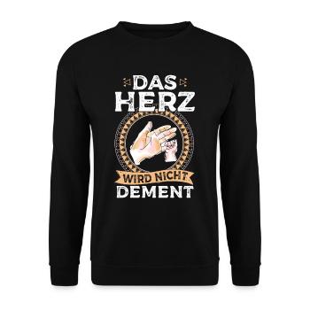 Das Herz Wird Nicht Dement Pflege Altenpflege - Unisex Pullover - Schwarz - Vorne - Alina (178cm) & Michal (187cm)