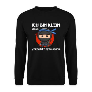 Ich bin klein aber echt gefährlich Kleiner Ninja - Unisex Pullover - Schwarz - Vorne - Alina (178cm) & Michal (187cm)