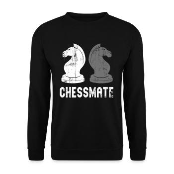 Chessmate Funny Chess Game Partner Friend - Unisex Sweatshirt - black - Front - Alina (178cm) & Michal (187cm)
