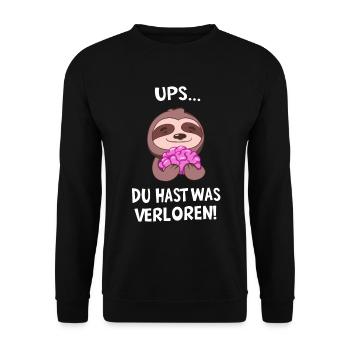 Du Hast Was Verloren! Faultier Spruch Sarkasmus - Unisex Pullover - Schwarz - Vorne - Alina (178cm) & Michal (187cm)