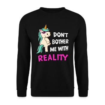 Anti Réalité Licorne Sarcastique Fun Ironie - Sweat-shirt Unisexe - noir - Devant - Alina (178cm) & Michal (187cm)