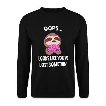 Lustiges Faultier Mit Gehirn Sarkasmus Spruch - Unisex Pullover - Schwarz - Vorne - Alina (178cm) & Michal (187cm)
