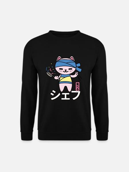 Kawaii Chef Cat Japan - Unisex Sweatshirt - black