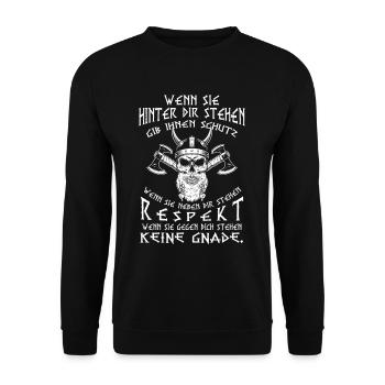 Wikinger Wenn Sie Hinter Dir Stehen Nordmann - Unisex Pullover - Schwarz - Vorne - Alina (178cm) & Michal (187cm)