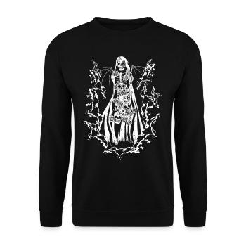 Skull Devil Vaporwave Gothic Mushrooms Roses - Unisex Sweatshirt - black - Front - Alina (178cm) & Michal (187cm)