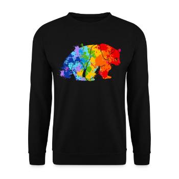 Panda Splash Art Tierliebhaber - Unisex Pullover - Schwarz - Vorne - Alina (178cm) & Michal (187cm)