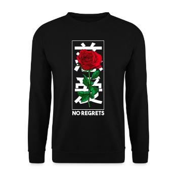 No Regrets Chinese Flower Rose - Unisex Sweatshirt - black - Front - Alina (178cm) & Michal (187cm)