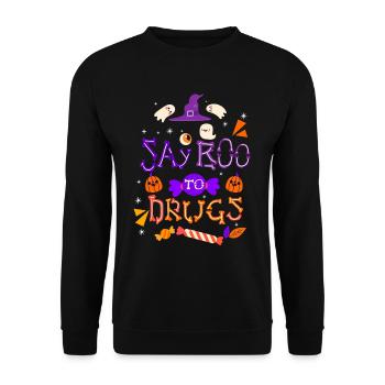Say Boo To Drugs Red Ribbon Halloween - Unisex Pullover - Schwarz - Vorne - Alina (178cm) & Michal (187cm)