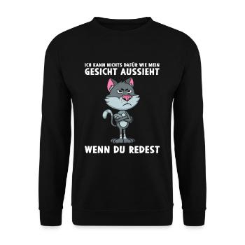 Kann nichts dafür wie mein Gesicht aussieht - Unisex Pullover - Schwarz - Vorne - Alina (178cm) & Michal (187cm)