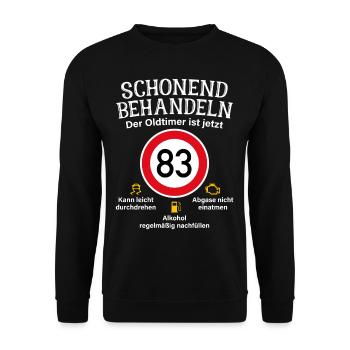 83. Geburtstag Schonend Behandeln Oldtimer Ist 83 - Unisex Pullover - Schwarz - Vorne - Alina (178cm) & Michal (187cm)
