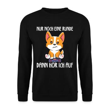 Nur Noch Eine Runde Zocken Gamer Hund - Unisex Pullover - Schwarz - Vorne - Alina (178cm) & Michal (187cm)