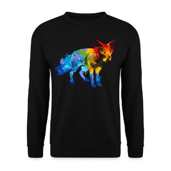 Farbspritzer Fuchs Bunter Fuchs - Unisex Pullover - Schwarz - Vorne - Alina (178cm) & Michal (187cm)