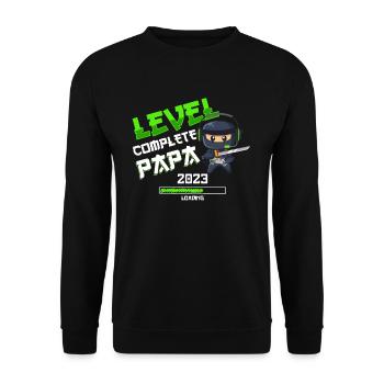 Level Complete PAPA 2023 Loading Gaming Ninja - Unisex Sweatshirt - black - Front - Alina (178cm) & Michal (187cm)