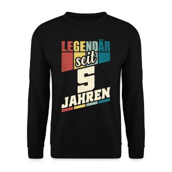 5. Geburtstag Legendär Seit 5 Jahren Legende 5 - Unisex Pullover - Schwarz - Vorne - Alina (178cm) & Michal (187cm)