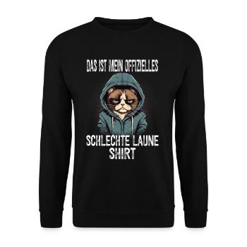 Lustiger Spruch Katze Sarkasmus Schlechte Laune - Unisex Pullover - Schwarz - Vorne - Alina (178cm) & Michal (187cm)