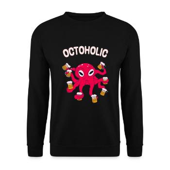 Octoholic Bier Krake Lustiges Trinken Octopus Sauf - Unisex Pullover - Schwarz - Vorne - Alina (178cm) & Michal (187cm)