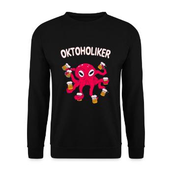 Oktoholiker Bier Oktopus Saufen Lustiges Party - Unisex Pullover - Schwarz - Vorne - Alina (178cm) & Michal (187cm)