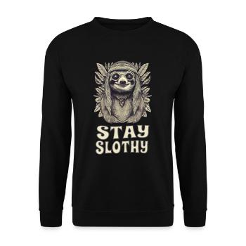 Stay Lazy Funny Hippie Sloth Flower Power - Sweat-shirt Unisexe - noir - Devant - Alina (178cm) & Michal (187cm)