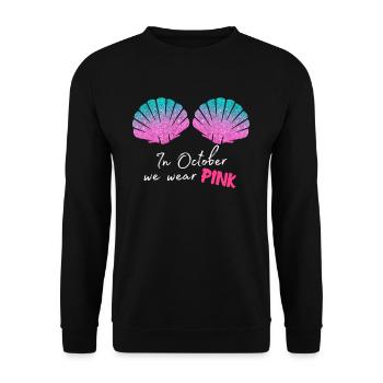 In October We Wear Pink Sea Shell Breast Cancer - Unisex Sweatshirt - black - Front - Alina (178cm) & Michal (187cm)