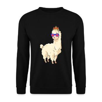 Lama Queen Elizabeth II British Crown Alpaca - Unisex Sweatshirt - black - Front - Alina (178cm) & Michal (187cm)