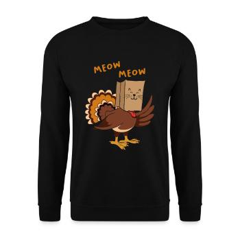Meow Meow Cat Funny Turkey in Cat Costume - Unisex Sweatshirt - black - Front - Alina (178cm) & Michal (187cm)