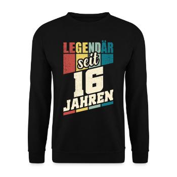 16. Geburtstag Legendär Seit 16 Jahren Legende 16 - Unisex Pullover - Schwarz - Vorne - Alina (178cm) & Michal (187cm)