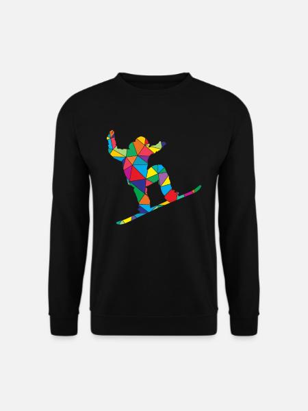 Low Poly Snowboard Polygon Snowboarding - Sweat-shirt Unisexe - noir