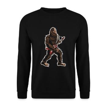 Rock And Roll Bigfoot Sasquatch Gitarre Gitarrist - Unisex Pullover - Schwarz - Vorne - Alina (178cm) & Michal (187cm)