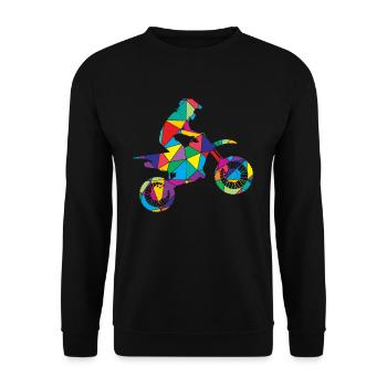 Motocross Polygon Dirt Bike - Unisex Sweatshirt - black - Front - Alina (178cm) & Michal (187cm)