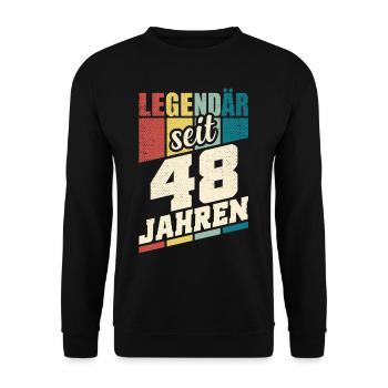 48. Geburtstag Legendär Seit 48 Jahren Legende 48 - Unisex Pullover - Schwarz - Vorne - Alina (178cm) & Michal (187cm)