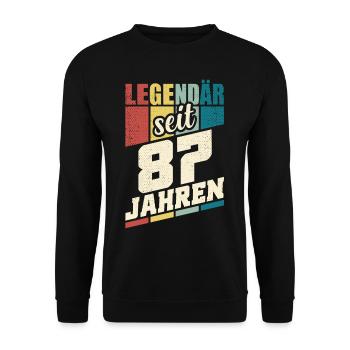 87. Geburtstag Legendär Seit 87 Jahren Legende 87 - Unisex Pullover - Schwarz - Vorne - Alina (178cm) & Michal (187cm)