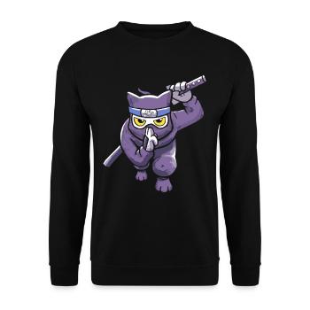 Cat Ninja Japan Kitsune Style Japanese Samurai - Unisex Sweatshirt - black - Front - Alina (178cm) & Michal (187cm)