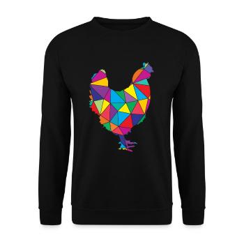 Poulet à faible poly géométrie Poulet - Sweat-shirt Unisexe - noir - Devant - Alina (178cm) & Michal (187cm)