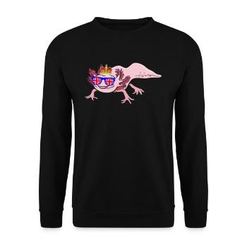 Axolotl Queen Elizabeth II British Crown - Unisex Sweatshirt - black - Front - Alina (178cm) & Michal (187cm)